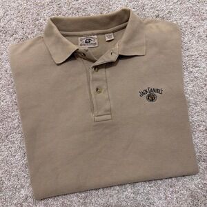 Rare 90s Vintage Jack Daniel's Polo Shirt | Tan Khaki | Men's Large
